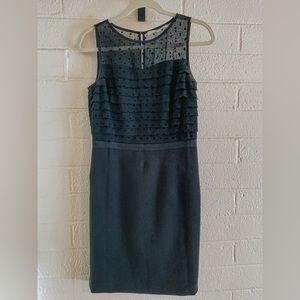 Anne Taylor LOFT Little Black Dress with Sheer Polka Dot Top, size 2